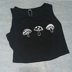 Black And White Mushroom Crop Top